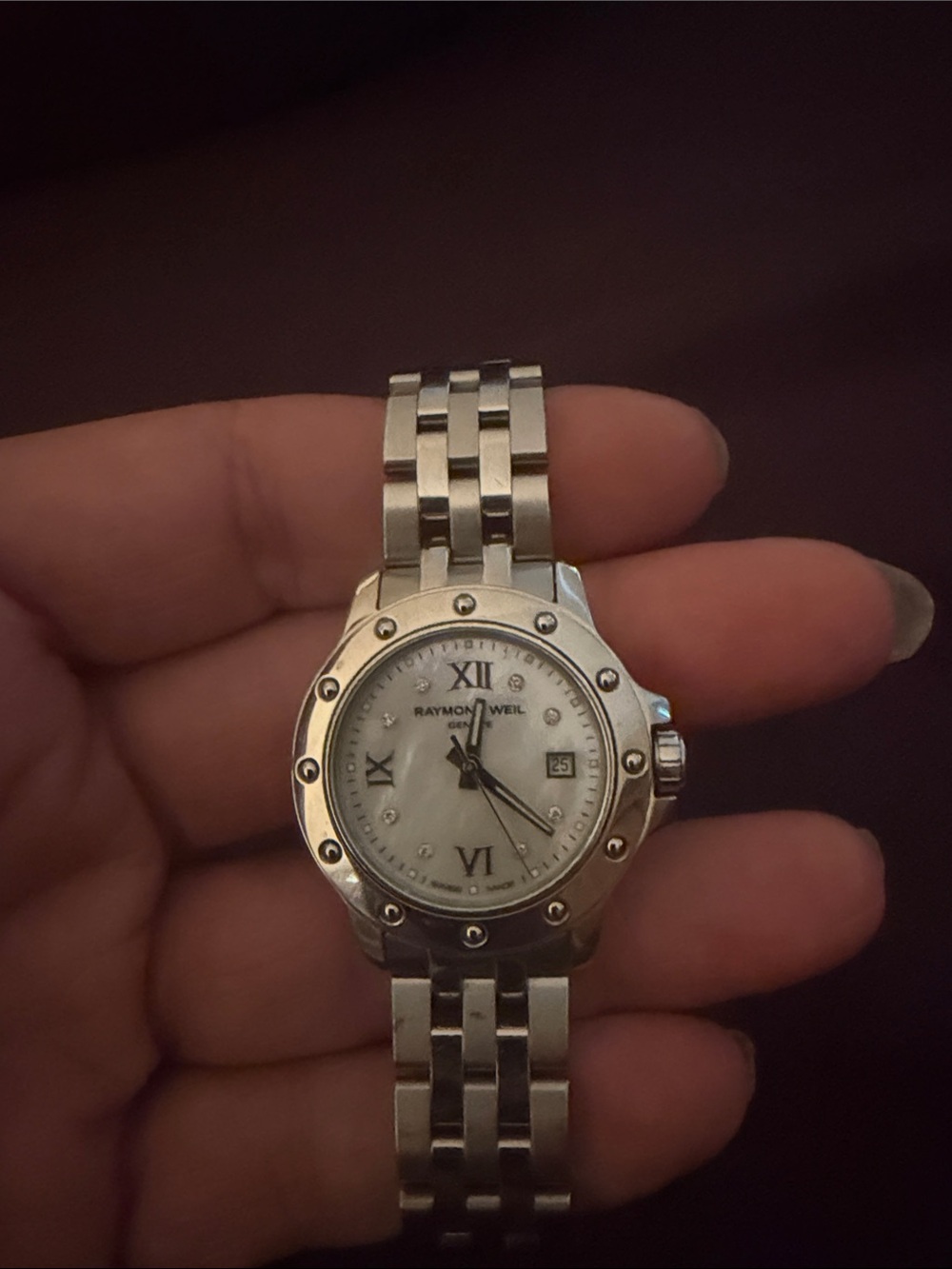 Raymond Weil Stainless Steel Ladies Watch with Mother-of-Pearl Dial and Diamond